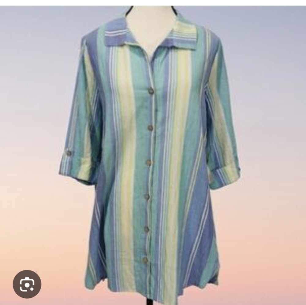 Escape By Habitat Stripe Beach  Shirt  In Palm Sz.XL NWT - Picture 2 of 8